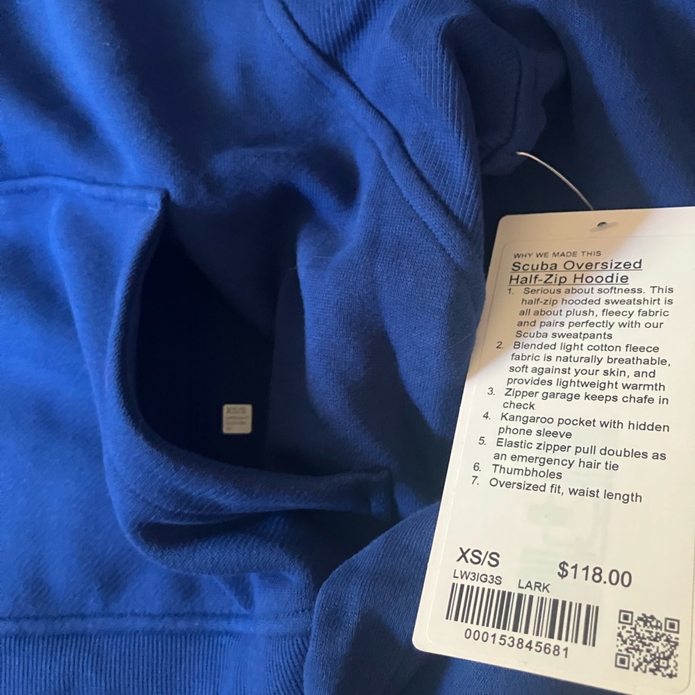 NWT Lululemon Scuba Oversized Half-Zip Hoodie, XS/S, LARKSPUR - Picture 4 of 4